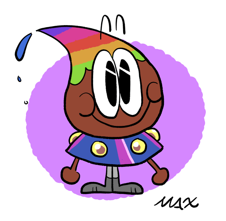Smallstudio1104's tweet photo. I drew a new character.He's a happy UFO paintbrush, but I don't know what to call him  
(I will change the color scheme, this is so ugly)
Maybe I can animate him? 
#Smallstudio1104 #paintboy https://t.co/0WHOMFJnYA