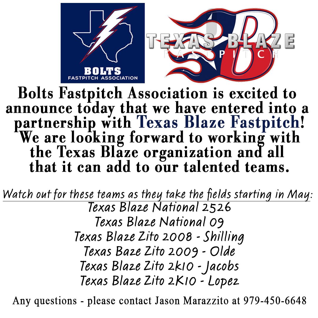 TexasBlazeZito's tweet photo. 🗣 BIG news in our softball world 💯 @BlazeFastpitch https://t.co/UfxyjkXThT