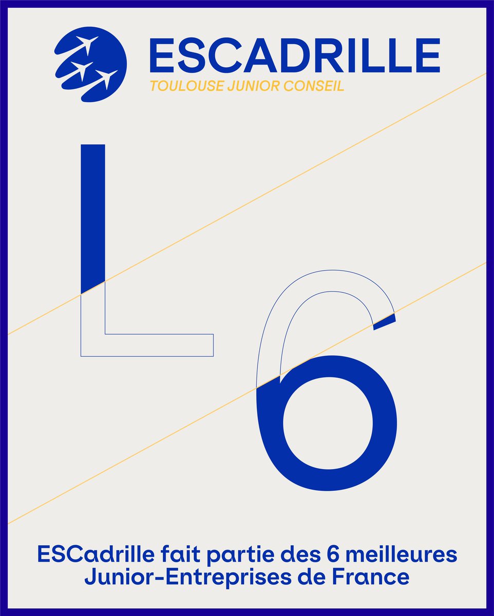 ESCadrilleTlse's tweet photo. [ESCadrille en L6🏆] 

La @cnje a dévoilé la liste des 6 meilleures Junior-Entreprises de France. ESCadrille est fière de vous annoncer sa place en L6. 
Merci à @BNPParibas, @Alten_france, @EYRecrute, @ENGIEgroup, et @saintgobain pour leur soutien quotidien.
#WeAreJE #L6 #CNJE https://t.co/FqQxVkMZq3