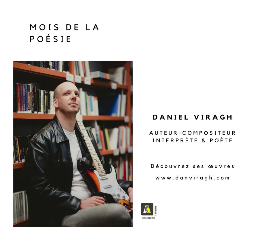 Saviez-vous que le mois de la Poésie se déroulait en avril chaque année? Nous en profitons pour vous présenter Daniel Viragh, auteur-compositeur-interprète et poète bilingue. Découvrez son portrait sur nos pages Facebook &amp; Instagram. #serieportraits #moisdelapoesie