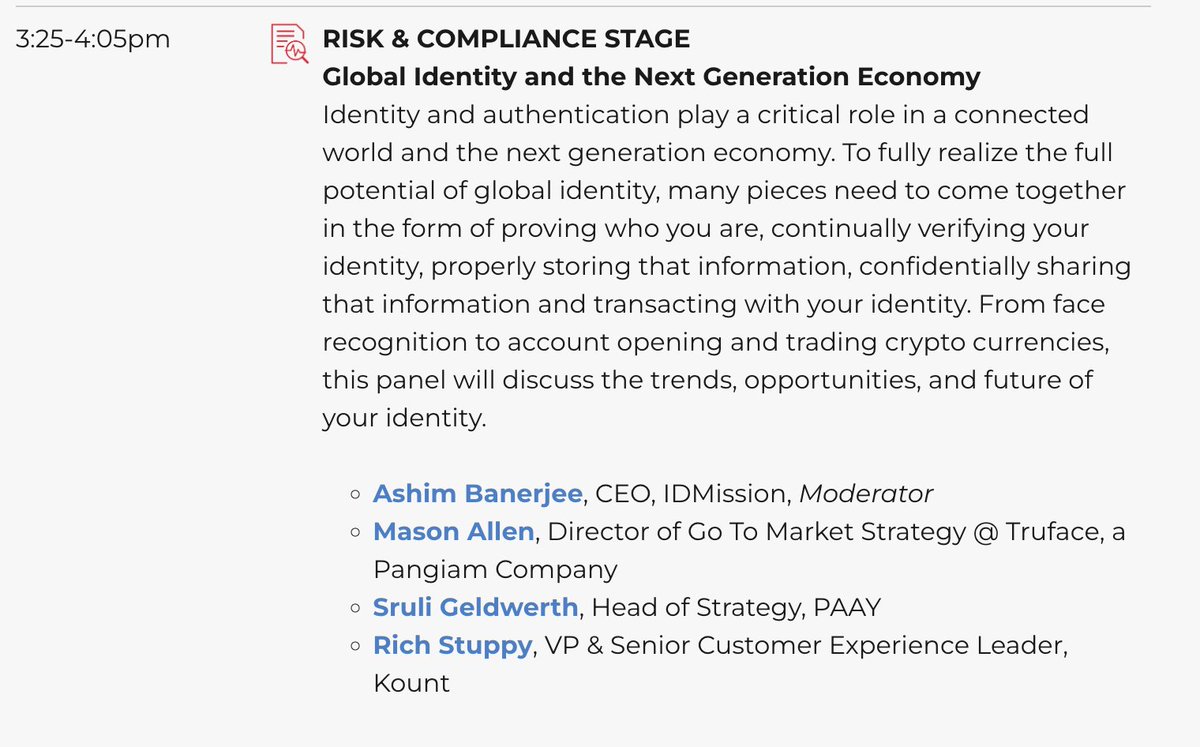 ETA Transact is this week in #lasvegas. Look forward to the panel on #digitalidentity - Wednesday afternoon 3:25PM. See you there.
#payments #kyc #biometrics