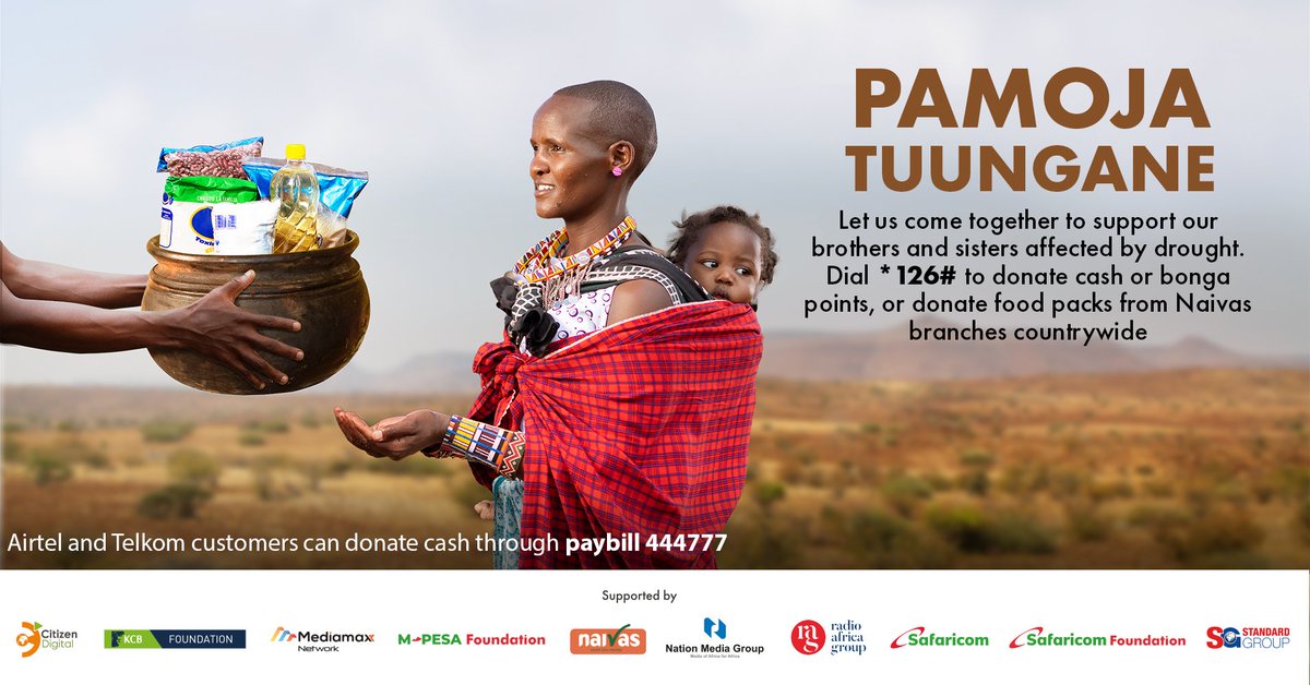 Together with our partners, we are urging all Kenyans to come together and put food in the homes of our brothers and sisters suffering from the effects of prolonged drought. Learn more about our #PamojaTuungane Campaign here - pamojatuungane.co.ke #BongaForFood