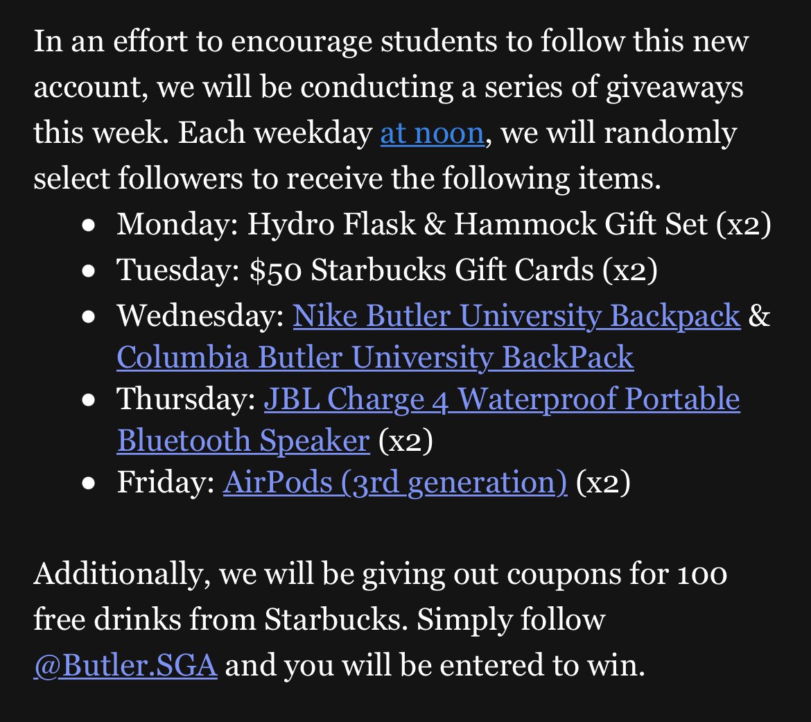 Don’t forget to follow our new Instagram (butler.sga) for a chance to win some awesome prizes! A new winner will be picked every day this week! @butleru