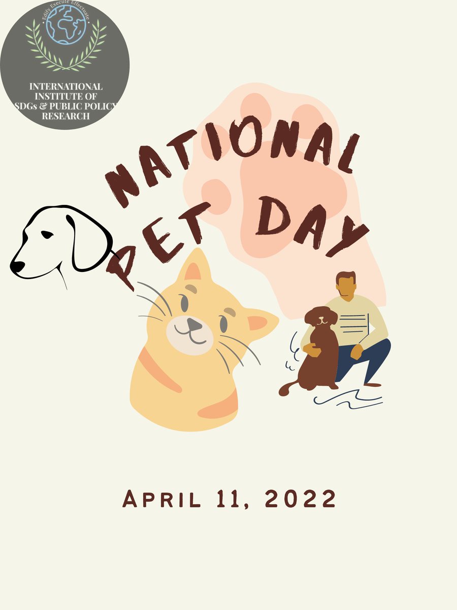 iispp_research's tweet photo. National Pet Day on April 11th dedicates the day to those pets who may not always get the companionship and attention pets deserve.
While loving our pets is something we do every day, the observance encourages helping out orphaned pet companions. 

#NationalPetDay https://t.co/901auwYzUy