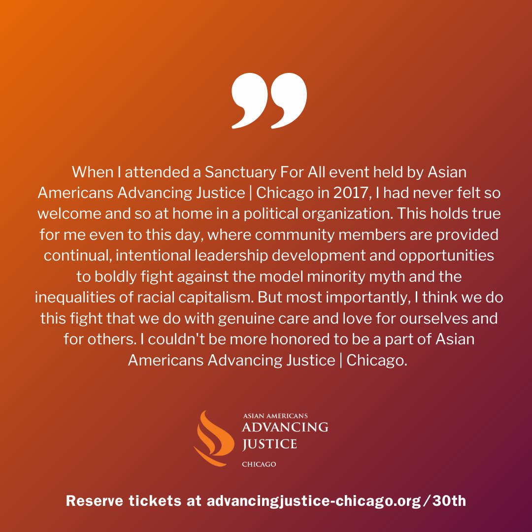 AAAJ_Chicago's tweet photo. Today's spotlight is on Honoree & A Just Chi Core Leader Miwa Shimokogawa! "Community members are provided leadership development & opportunities to fight the model minority myth & inequalities of racial capitalism." Celebrate #30YearsofJustice with us: https://t.co/DaHExCpjOx https://t.co/IYagrUHzJ0