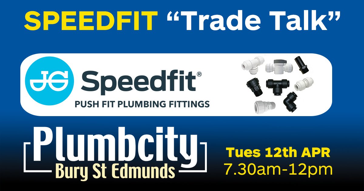 SPEEDFIT are discussing the benefits of using Push-fit plumbing fittings at Plumbcity Bury St Edmunds tomorrow morning. Come along to find out more. #Plumbing #Fittings