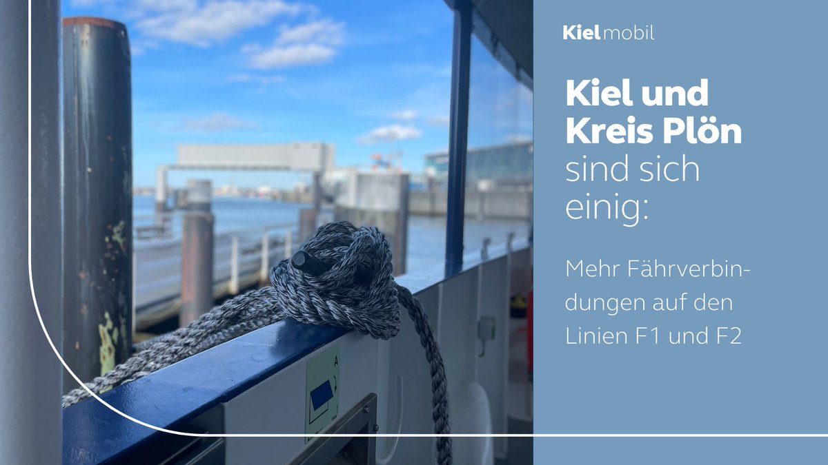 stadt_kiel's tweet photo. Neue Querverbindungen auf der Fährlinie F1 und enger getaktete Fahrten auf der F2: #Kiel und der Kreis #Plön sind sich einig und verbessern den ÖPNV auf der Förde, um die gemeinsamen Ziele des Masterplans Mobilität in der @KielRegion umzusetzen. Mehr auf https://t.co/RAcpdG5tq6 https://t.co/r7v6faXWCM