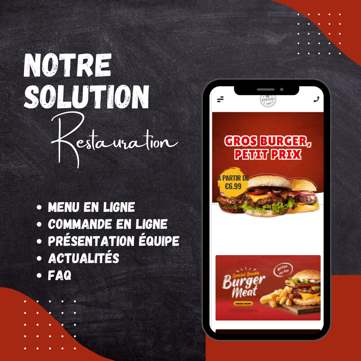 kodeyweb's tweet photo. Et si on vous donnait l'eau à la bouche en quelques clics ? 🍔

Si vous souhaitez un nouveau site internet pour votre restaurant, nous avons ce qu'il vous faut ! 
Voici un exemple de ce que nous pouvons réaliser pour vous ! https://t.co/m6lAbz8Hjy