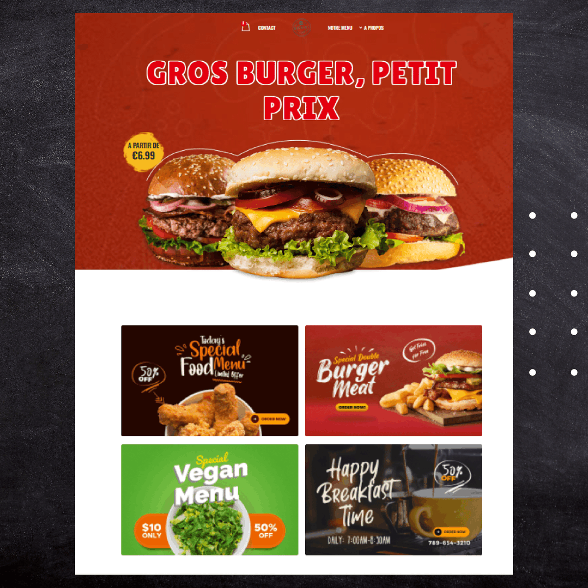 kodeyweb's tweet photo. Et si on vous donnait l'eau à la bouche en quelques clics ? 🍔

Si vous souhaitez un nouveau site internet pour votre restaurant, nous avons ce qu'il vous faut ! 
Voici un exemple de ce que nous pouvons réaliser pour vous ! https://t.co/m6lAbz8Hjy