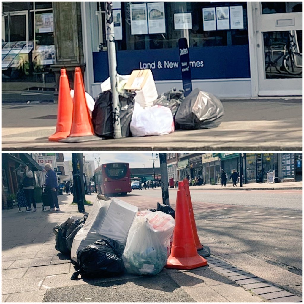 AnnetteStMartin's tweet photo. Rubbish that is well hidden behind buildings & down alleys is one thing, but come on - this lot even has it's own "beacons" with it. @ContactKingston @RBKingston any idea when this mess will be removed? Claremont Rd opp Waitrose.
#rubbish #itsadump
@RBKgreens https://t.co/0tcNcKzAJk