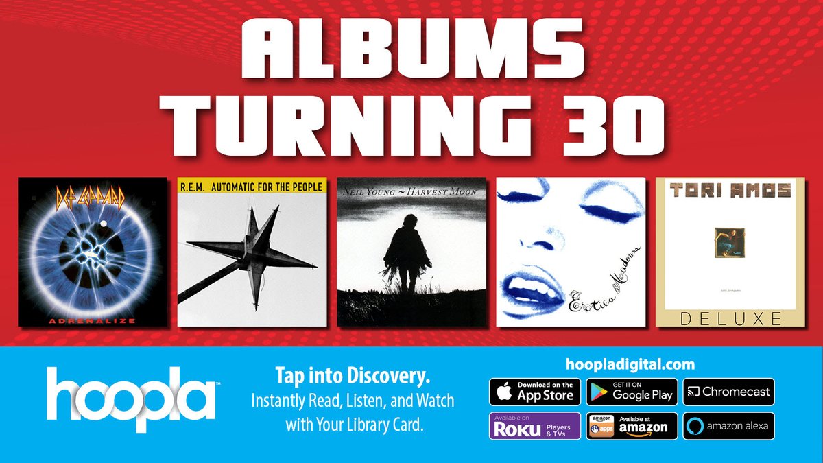 PCPLibrary's tweet image. Time to celebrate!! Be sure to take some time to celebrate these Albums Turning 30!!

Click the link below to celebrate with us!

hoopladigital.com