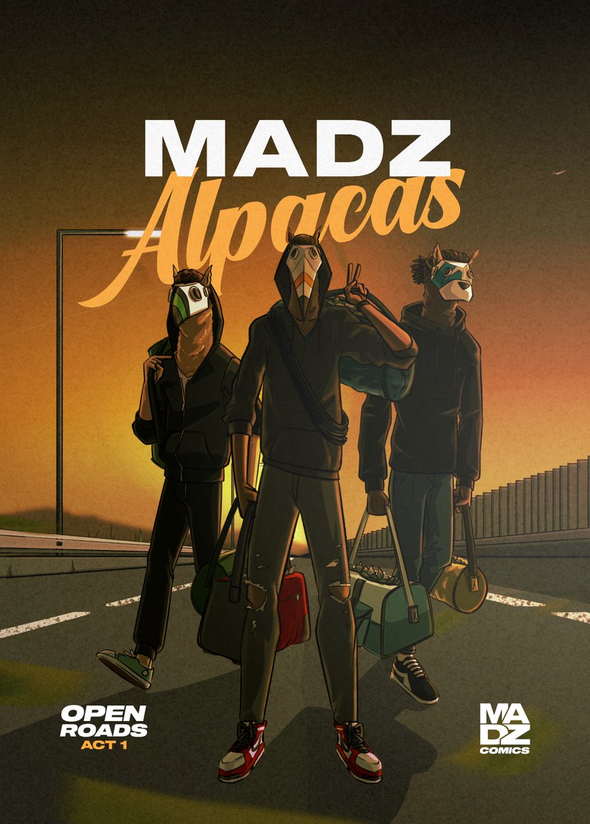 MadzStudios's tweet photo. ⚡️Comic Book cover is here! 👀

Act 1 - OPEN ROADS 
🔜available to mint to a very limited edition

#madz #madzcomics #madzalpacas #egld $egld #elrondcomunity #elrond #maiar #alpacas #nft #ElrondNFTs #ElrondNFT https://t.co/pfmYrNVAN1