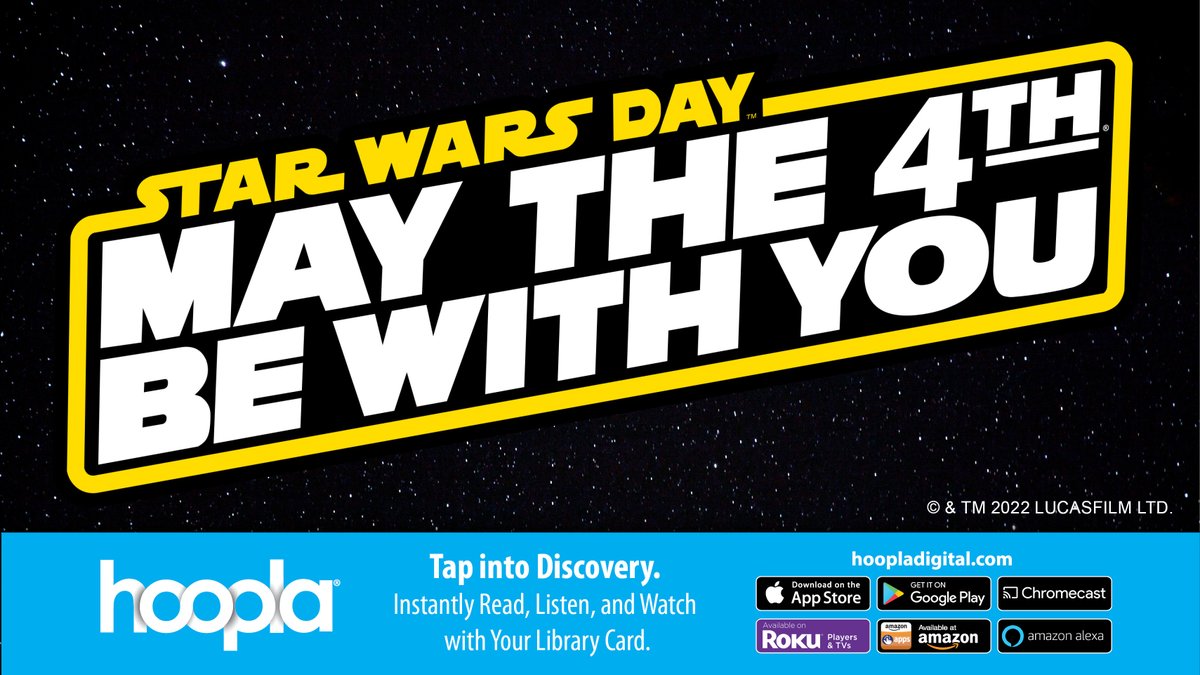 PCPLibrary's tweet image. May the 4th be with you.  Click the link below to experience our hoopa May 4th collection!
hoopladigital.com