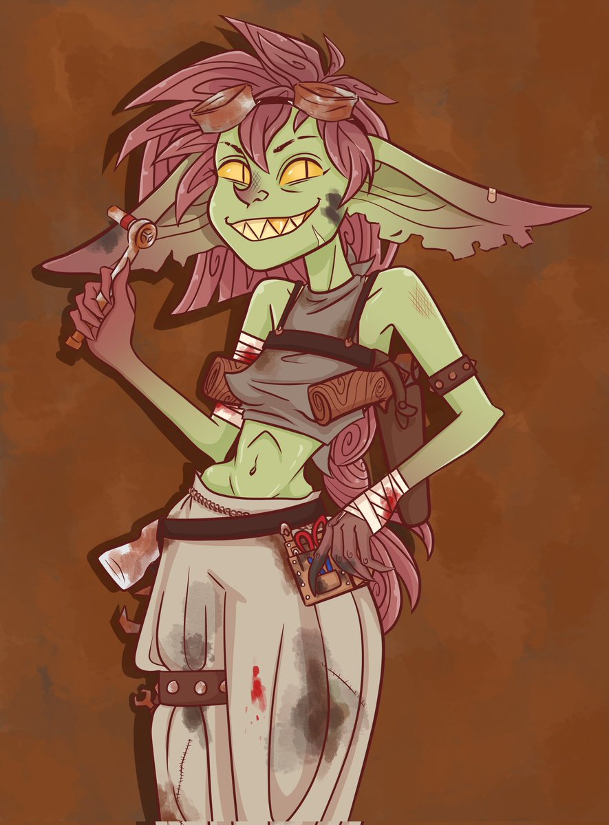 Tink repair thing good, yes?

#dnd5e #DnDcharacter #dndart #goblingirl #Goblin #artificer