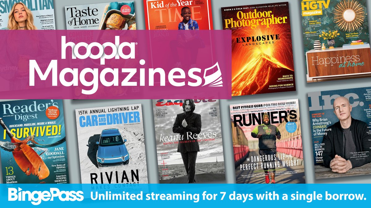 PCPLibrary's tweet image. Don&apos;t bother with subscriptions!  hoopla Magazines has you covered.  

Click below to start browsing the collection.

hoopladigital.com