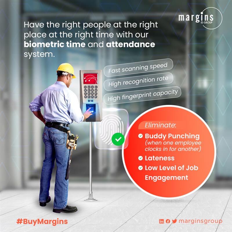 MarginsGroup's tweet photo. Let on time be ON TIME! Track and maintain your staff attendance records with our efficient biometric time and attendance systems. #BuyMargins today! #MarginsGroup #MarginsToGo https://t.co/TMzUiJlbQS