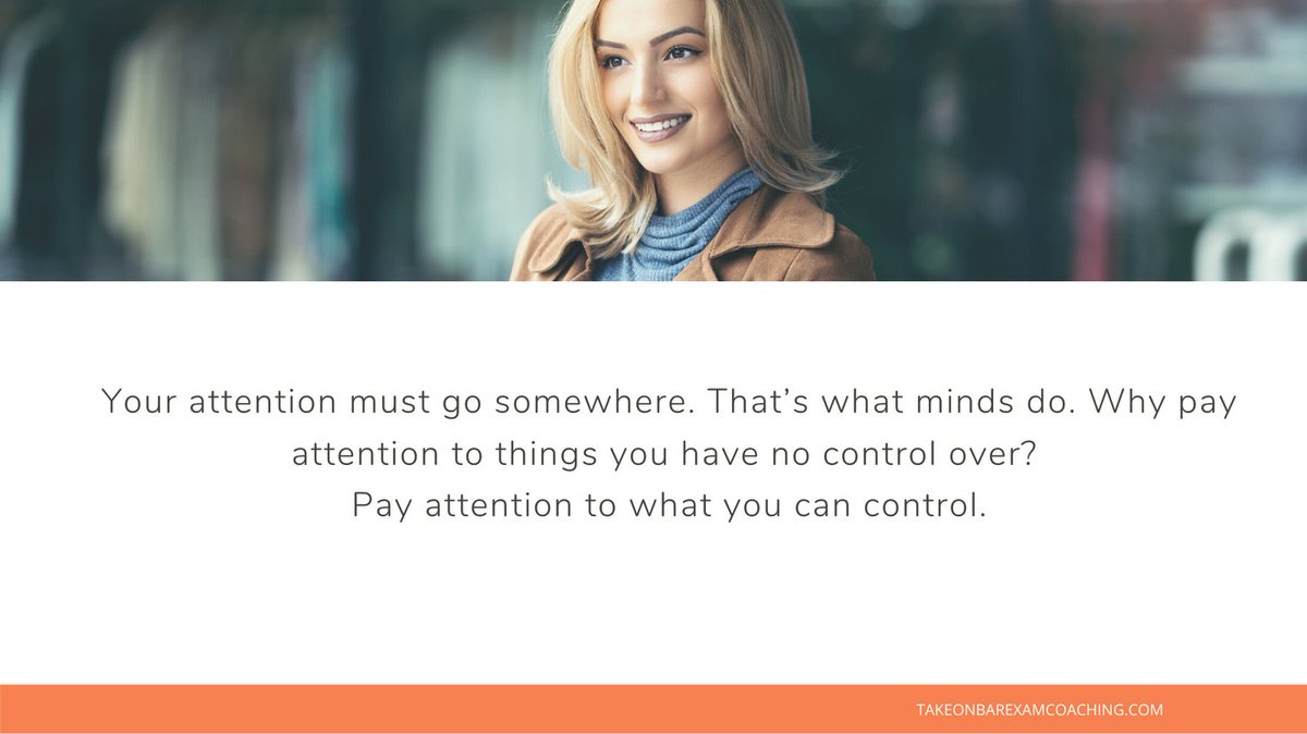 takeonbarexam's tweet image. Your attention must go somewhere. That’s what minds do. Why pay attention to things you have no control over? Pay attention to what you can control.

You can control bar prep.

#BarExam #PassTheBarExam #LiveYourBestLife #LearnTheRules #BarPrep #MindsetMatters #PositivityMatters