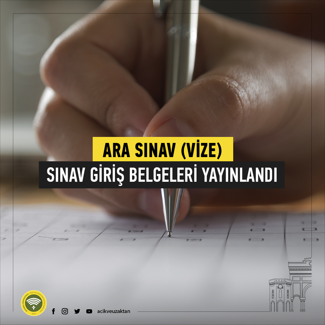 acikveuzaktan's tweet photo. Ara Sınav (Vize) 
Sınav Giriş Belgeleri Yayınlandı

16 - 17 Nisan 2022 tarihlerinde yapılacak ara sınavına ait sınav giriş belgeleri yayınlanmıştır. Sınav giriş belgelerinizi https://t.co/JLLcuT9e9Y adresinden AKSİS kullanıcı adı ve şifreniz ile giriş yaparak alabilirsiniz. https://t.co/ZxgLxOvtBV