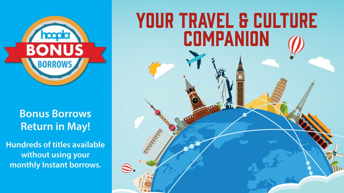 PCPLibrary's tweet image. Bonus Borrows Return in May!!  

Hundreds of titles to choose from: travel, culture, romance, history, crime/suspense, sci/fi, and many more!

Click below to start browsing the collection.

hoopladigital.com