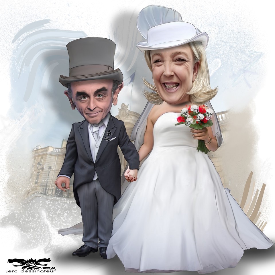 BlaguesDessins's tweet photo. Le #DessinDePresse de Jerc : Le mariage brun
Retrouvez tous les dessins de Jerc sur : https://t.co/VQNx0gcoo7
#DessinDeJerc #ActuDeJerc #Jerc #Humour #Présidentielle2022 #Zemmour #ÉricZemmour #LePen #MarineLePen #Ralliement #Mariage #DeuxièmeTour #ConsignesDeVote https://t.co/DWh2zhbPJb