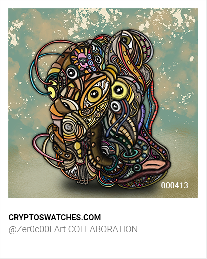FromNullToZero's tweet photo. NFT #Giveaway by @cryptoswatches 

The Crypto Swatches had the latest great collab with @Zer0c00LArt 
https://t.co/lSJuxrA9YL

We draw 2 blends No. 00413 (pictured) in 72 hours:

- retweet + ❤️
- follow @cryptoswatches &amp; @Zer0c00LArt &amp; @FromNullToZero 
- tag a friend or two

👍🍀 https://t.co/GcJXemSTQQ