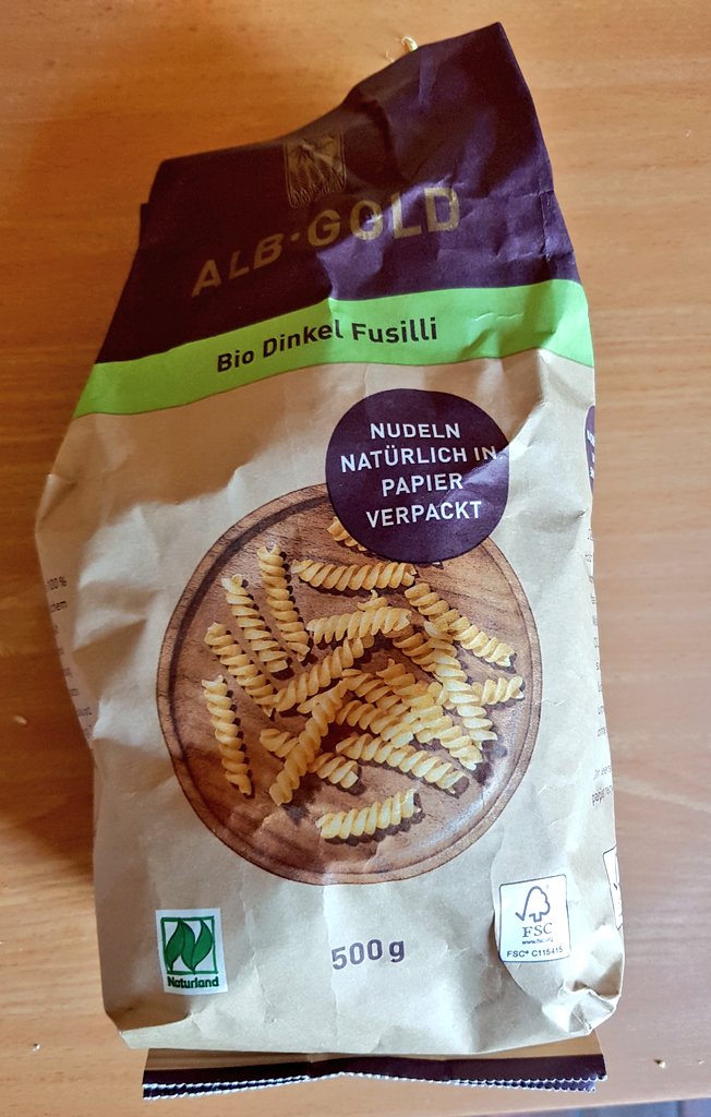 AnjaSchaefers's tweet photo. @ChronicMum Alb-Gold Bio Dinkel-Fusilli von dm 😋 Schmecken gut und sind gut in Papier verpackt 🌿 https://t.co/IUtzEzJKZ2