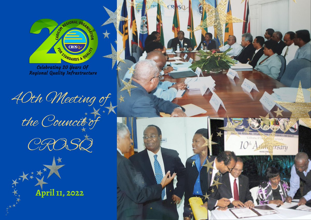 crosqcaricom's tweet image. CROSQ is getting ready for the first day of its 40th meeting of the Council of CROSQ, as we celebrate 20 years of existence.

#qualityatwork #CROSQatwork #standards #metrology #accreditation #conformityassessment #testing #inspection #certification #qualitypromotions