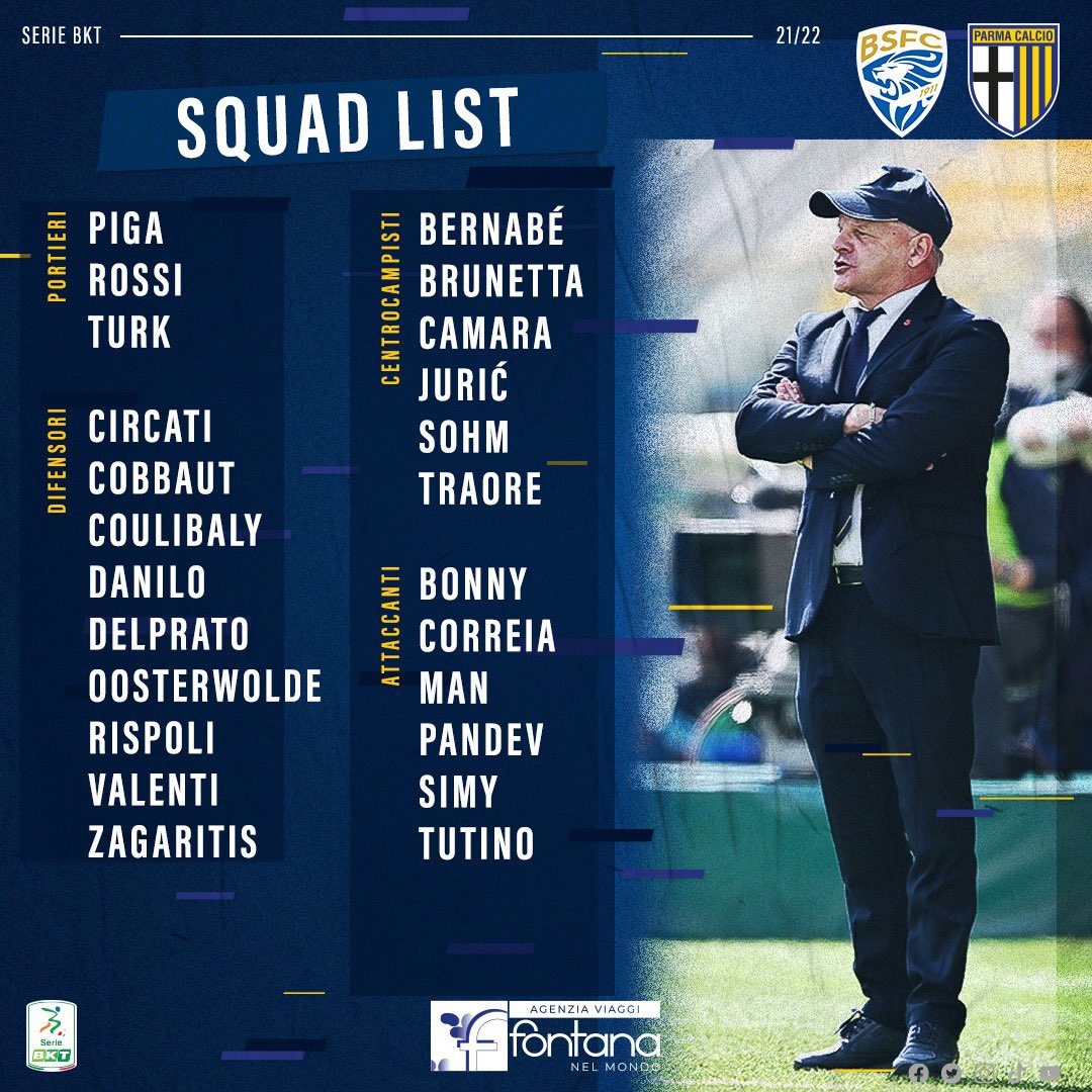 1913parmacalcio's tweet image. Mister #Iachini ha convocato 2️⃣4️⃣ crociati per #BresciaParma ➡️ bit.ly/3JvWXJN
#ForzaParma 🟡🔵