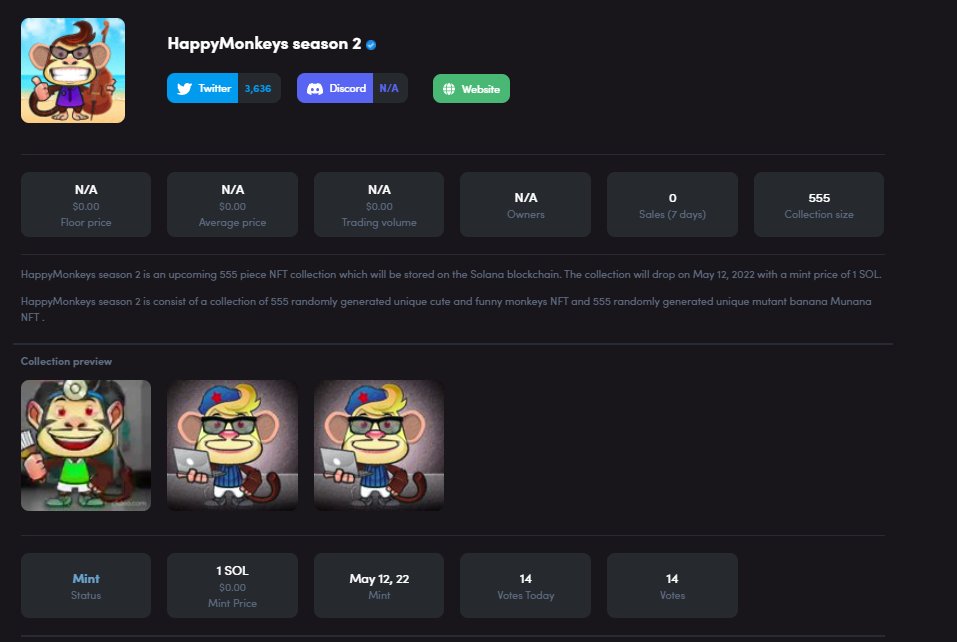 We have just listed <a href="/HappyMonkeysNFT/">Happy Monkeys NFTs</a> on NFTFeed! 🔥

nftfeed.app/solana/project…

#SOL #Solana #SolanaNFT #nft #SolanaCommunity