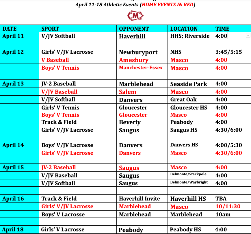 April 11-18 athletic events... <a href="/CarabatsosJo/">Mary Jo Carabatsos Ph.D.</a> <a href="/mascosuper/">Mike Harvey (he, him, his)</a> @salemnewssports <a href="/BGlobeSports/">Boston Globe Sports</a> @BostonHeraldHS