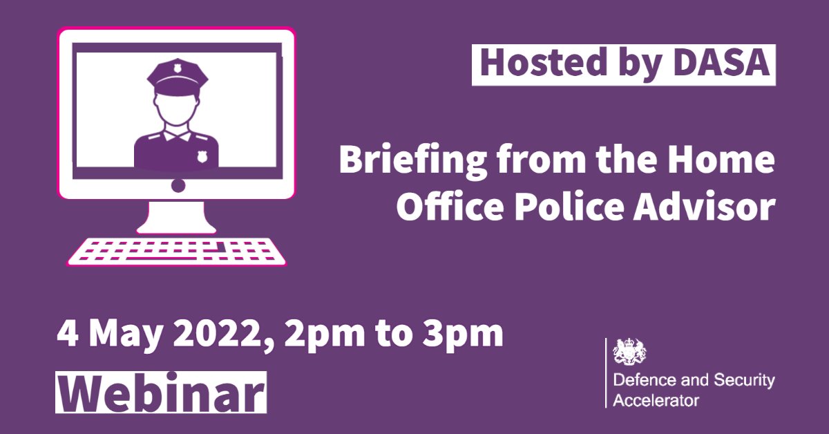 DASAccelerator's tweet image. 🚨 Join our #DASA webinar with the @ukhomeoffice Police Advisor on 4 May to get an overview of UK policing structures, operational activities and priorities, and better understand how your innovation can fit with policing needs.

Book your place now! ow.ly/QhVO50IvkSz