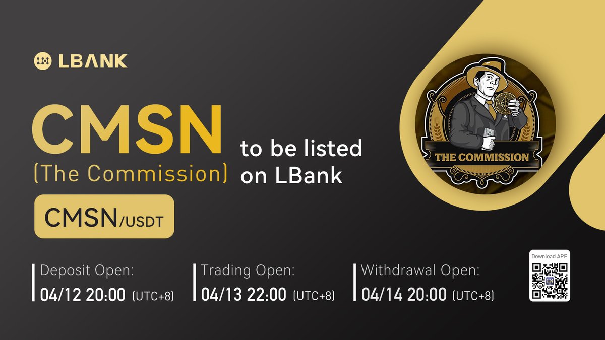LBank_Exchange's tweet image. 🌈 New #listing

🎇 $CMSN (The Commission) will be listed on LBank！@TheCMSN 

The Commission is an ETH blockchain project that has developed a new and innovative marketing concept built around the direct participation of its community. 

👉 Details: bit.ly/3Jy277U