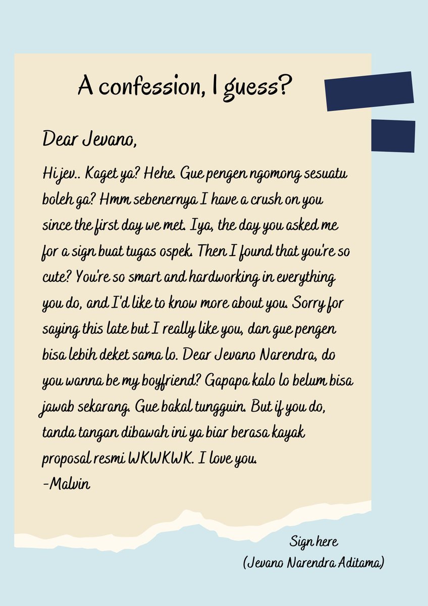 ourclassicyuno's tweet photo. "Kalo lo tanda tangan disini buat jadi pacar gue mau ga?" 
— Markno long au

Mau ke kakak tingkat buat minta tanda tangan proposal event kampus, kok malah Jevano yang dimintain tanda tangan balik?

A story how Malvin &amp; Jevano met.
The J twins &amp; Mas Pacar universe
© ourclassicyuno https://t.co/O5oNBagEDE