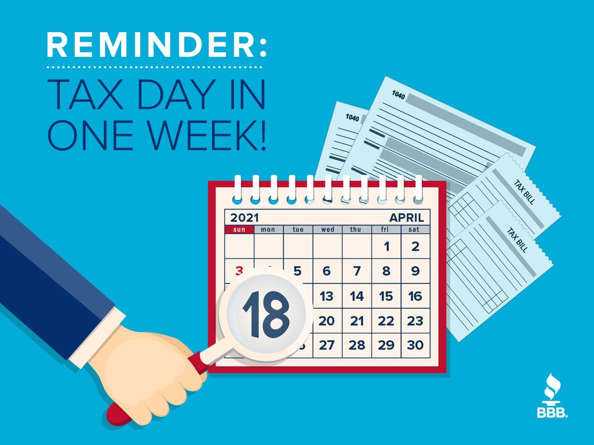 BBBAtlanta's tweet photo. Our #MondayMotivation is a little reminder to get your taxes in or file an extension! Next Monday is Tax Day. Be sure you are working with trustworthy tax firms by checking them out on https://t.co/DOFvQq96nb. #TaxDay #HappyTaxDay #BBB #Taxes #AskBBB https://t.co/ZJnsoVT4qw