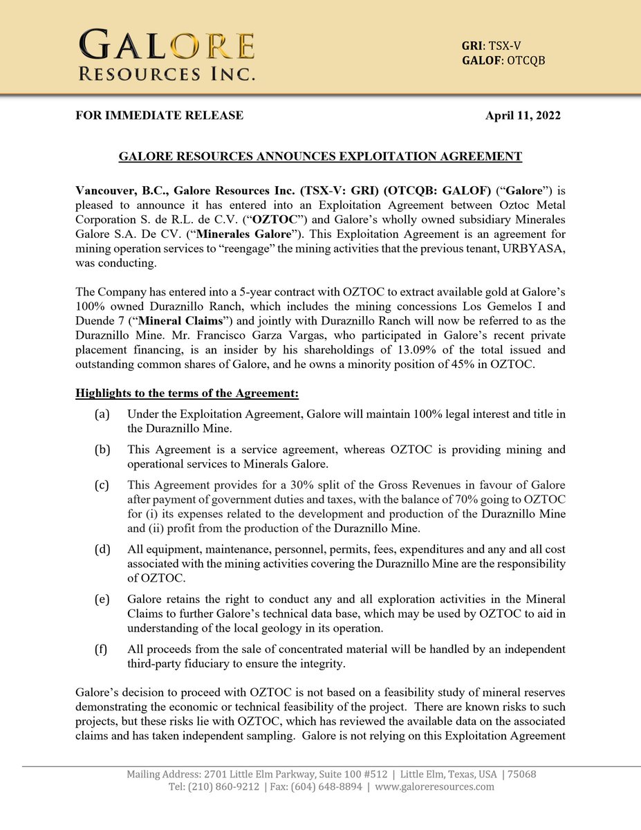 Galore Resources Inc tweet media