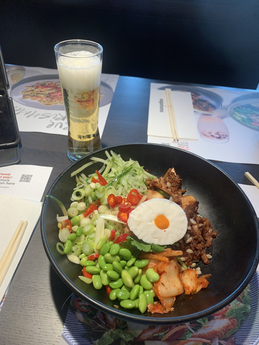 flyingashy's tweet photo. Wagamama before this afternoon’s flight. Winner winner. (I’m a passenger on this one btw)#wagamama #manchesterairport #cummute #pilotlife https://t.co/Iu2yFjrFZb
