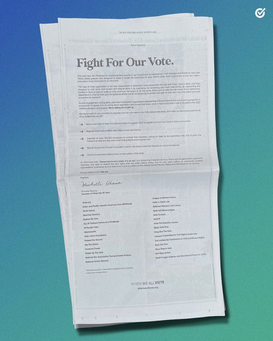 866OURVOTE's tweet photo. In 2021, anti-voter tactics aimed at silencing people of color, young people, and people with disabilities skyrocketed. That's why in 2022 we’re resolving to #FightForOurVote alongside 30 of our allies.
Pledge to join the fight: https://t.co/e6WUUuMqAr https://t.co/LcuO7NGKJ0