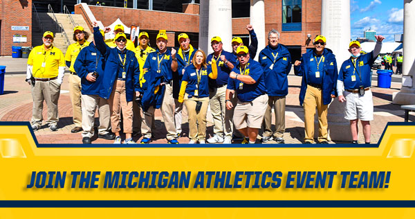 UMichAthletics's tweet photo. Do you have a passion for Michigan Athletics? Join the group that makes each game day exceptional. Apply to be an Event Team Member by May 1.  
 
Join the Team » https://t.co/lLKCbLSt2W
More Info » https://t.co/0D2mPtrGF3 https://t.co/1OaSDJzxE8