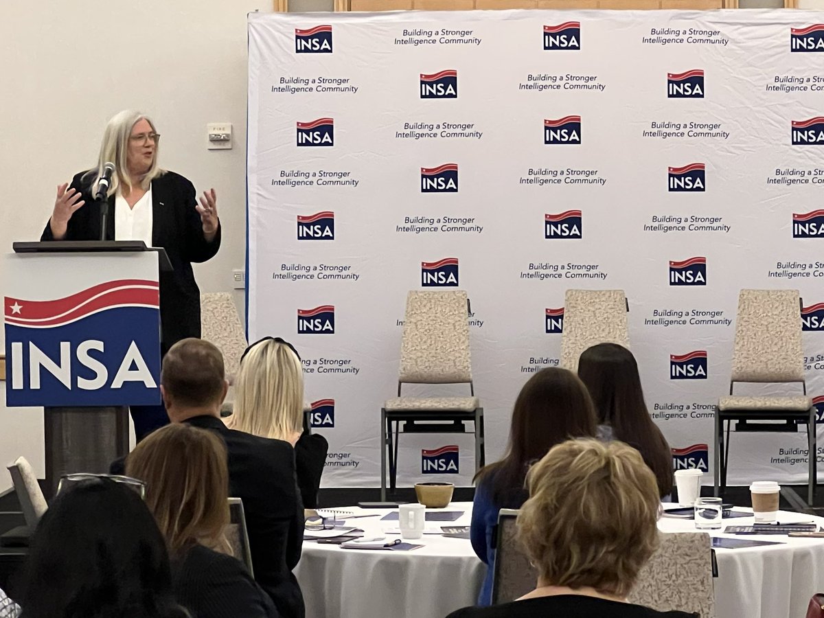 INSAlliance's tweet photo. The Hon. Sue Gordon addresses a full room this morning at our Spring Symposium, calling on members of the #IC to shift focus from mission capabilities to outcomes. #INSALeadership https://t.co/dvWkSDToaD
