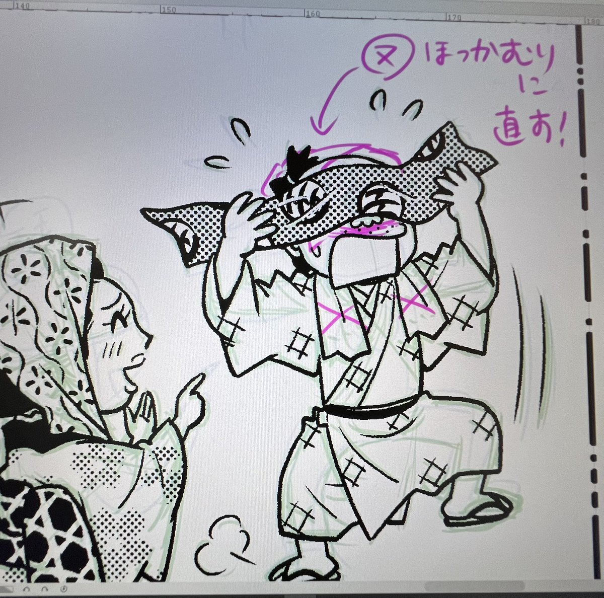 【今日の進捗】
いよいよ〆切前の作業日は明日丸一日のみ!💦
〆切当日に食い込む気配はして来たけど、とにかくやるのみ😭
アシスタント様が通院しながら頑張ってくれてるので、私も弱音吐かずに頑張る!
大ミスこいたコマが見つかったので明日一番に直すため覚え書き画像貼って寝ますw
おやす〜💤