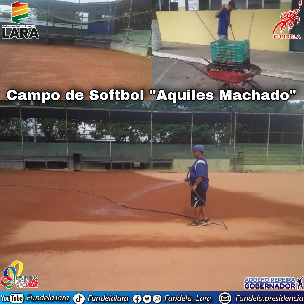 #11Abr Iniciamos la semana con diferentes actividades en las instalaciones deportivas de alto rendimiento.
Desde el campo de softbol "Aquiles Machado" se desarrollan labores de mantenimiento general.
<a href="/AdolfoP_Oficial/">Adolfo Pereira Gobernador</a> <a href="/MervinMaldonad0/">Mervin Maldonado</a>
<a href="/NicolasMaduro/">Nicolás Maduro</a> <a href="/Educacionlara/">Educación Lara</a>
#11AResiste