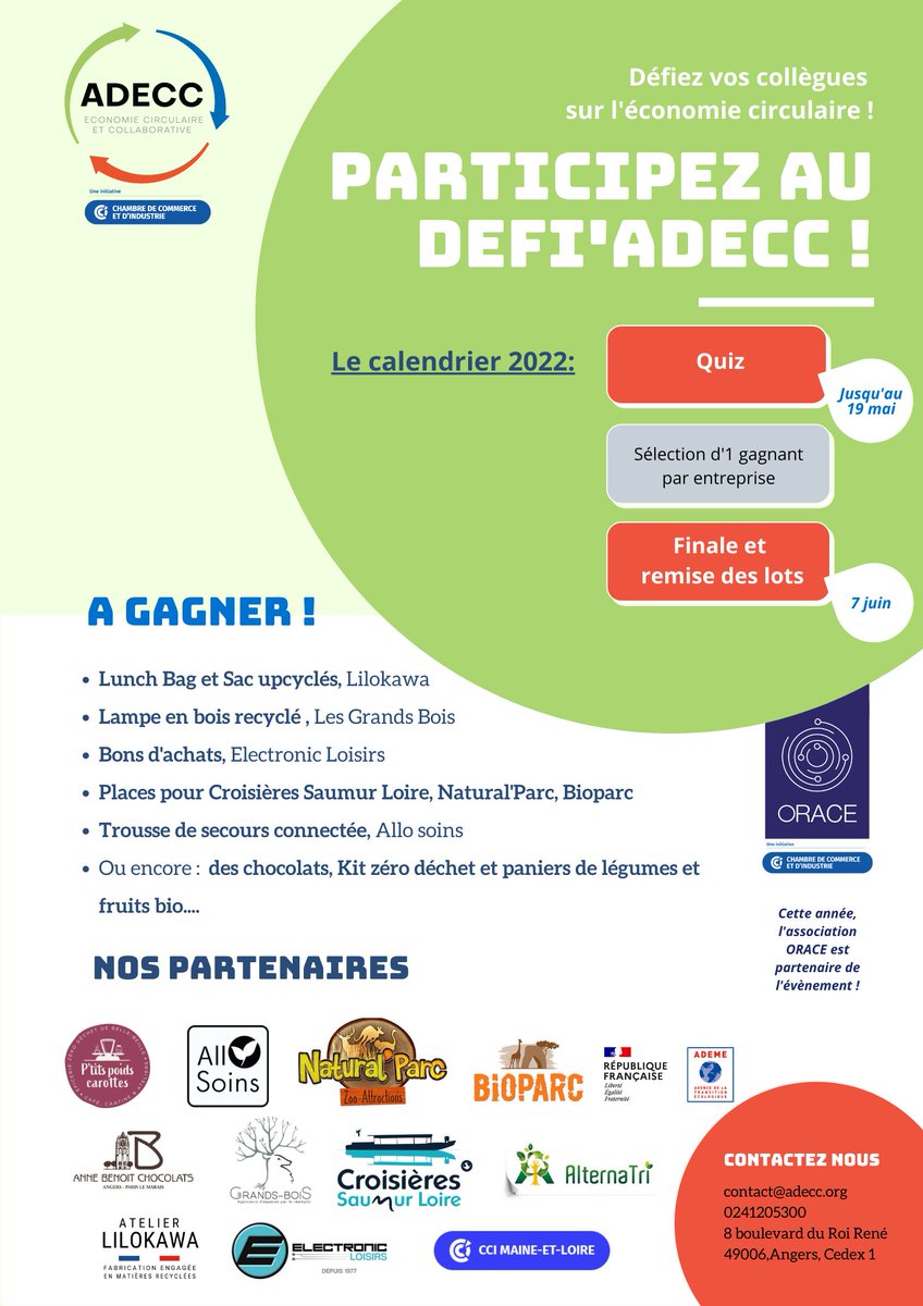 🃏🕹 Le Défi’ADECC est de retour !

L’objectif de ce challenge inter-entreprise est de sensibiliser les salariés à l’économie circulaire♻ 

Entreprises adhérentes de <a href="/ADECC_reseau/">ADECC</a> et de <a href="/ORACE_energie/">ORACE</a>, nous comptons sur vous !