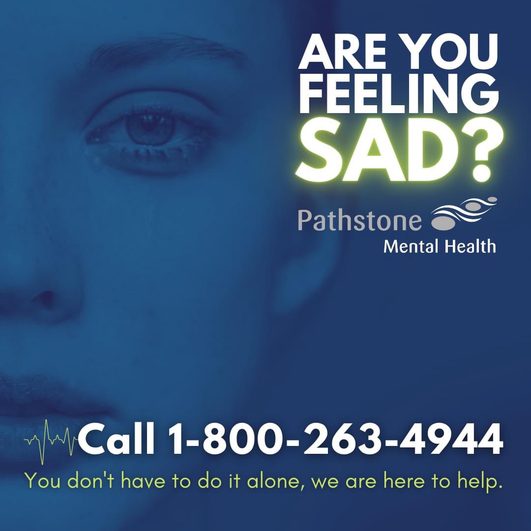 pathstonemh's tweet photo. Are you struggling with feeling sad? We got you! No issue is too big or too small. FREE mental health support is available at a Pathstone Walk-In Clinic across the Region. Appointments encouraged but walk-ins accepted. For more info, call or visit https://t.co/vApXWMcRg0 https://t.co/yd5BHZo1Mn