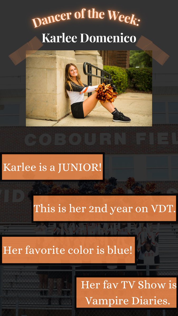 🧡🖤Good Morning and Happy Monday!! We hope everyone is having a great morning and an even better start of the week. It’s time to introduce our second to last DOTW: Karlee Domenico🧡🖤
