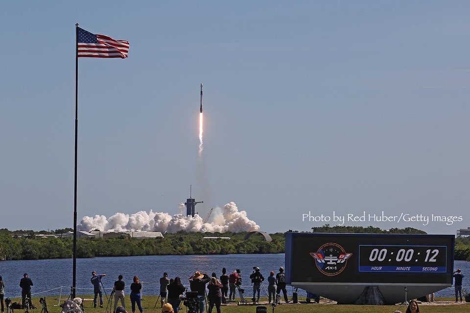Such an historic moment April 8,2022 for #axiom1 <a href="/SpaceX/">SpaceX</a> <a href="/NASA/">NASA</a> to send an all private crew to the #iss to conduct science experiments. #future #NewEra <a href="/NASAKennedy/">NASA's Kennedy Space Center</a> (Photo by RedHuber/<a href="/GettyImages/">Getty Images</a> )