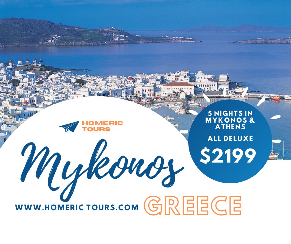 homerictours's tweet photo. All Deluxe Mykonos for $2199. Too good to pass up. 800-223-5570 https://t.co/EZURVkWDMG