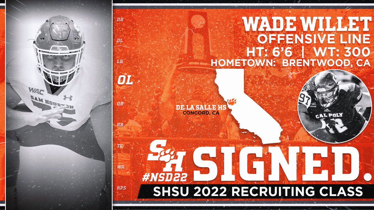 BearkatsFB's tweet photo. IT’S OFFICIAL! Welcome Wade Willet (@WadeWillet) to the Bearkat Family!

#EatEmUpKats  |  #KATS22  |  #NSD22 https://t.co/0mt2YZy3yv