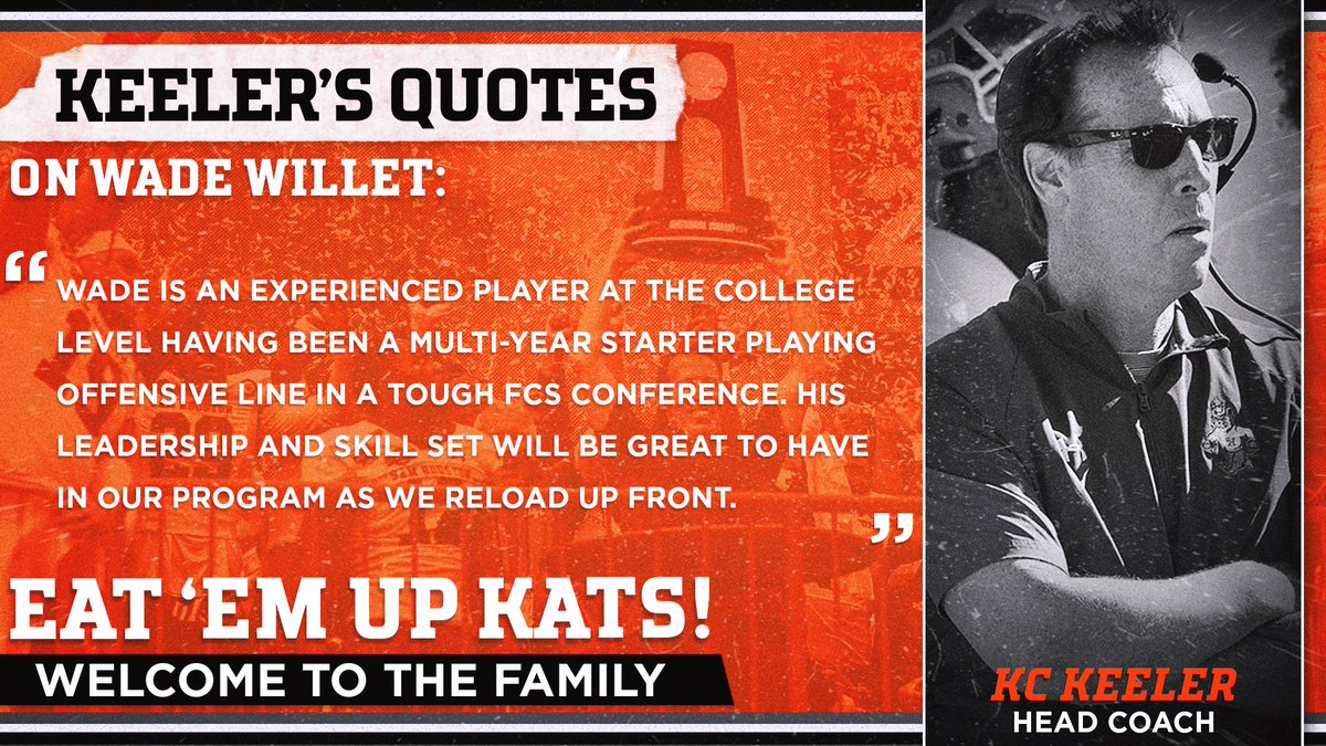BearkatsFB's tweet photo. IT’S OFFICIAL! Welcome Wade Willet (@WadeWillet) to the Bearkat Family!

#EatEmUpKats  |  #KATS22  |  #NSD22 https://t.co/0mt2YZy3yv