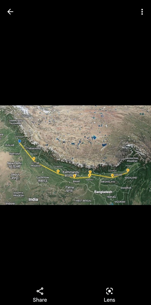 DarkCruiser12's tweet photo. An #IndianAF #Chinook undertook the longest non-stop helicopter sortie in India, flying from #Chandigarh to #Jorhat (#Assam). The 1910 kms route was completed in 7 hrs 30 min and made possible by the capabilities of Chinook along with operational planning and execution by #IAF https://t.co/5pb8flkTun