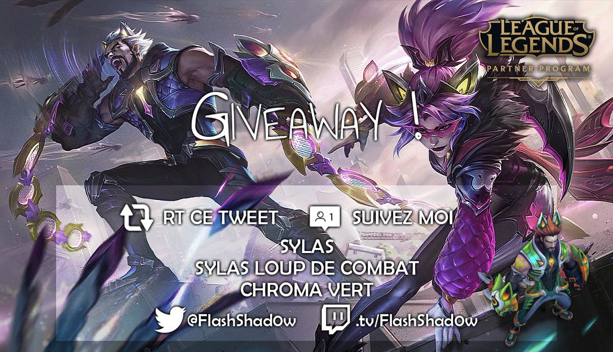 C'est l'heure du GIVEAWAY #LPP ! 

Ce mois-ci, c'est pour Sylas, et comme d'habitude, suffit de Follow + RT

à gagner : 
- Sylas
- Son Skin Loup de combat 
- Son Chroma vert exclusif #Leaguepartner

Merci à <a href="/wellbethestarz_/">the name can't be empty</a> pour l'image